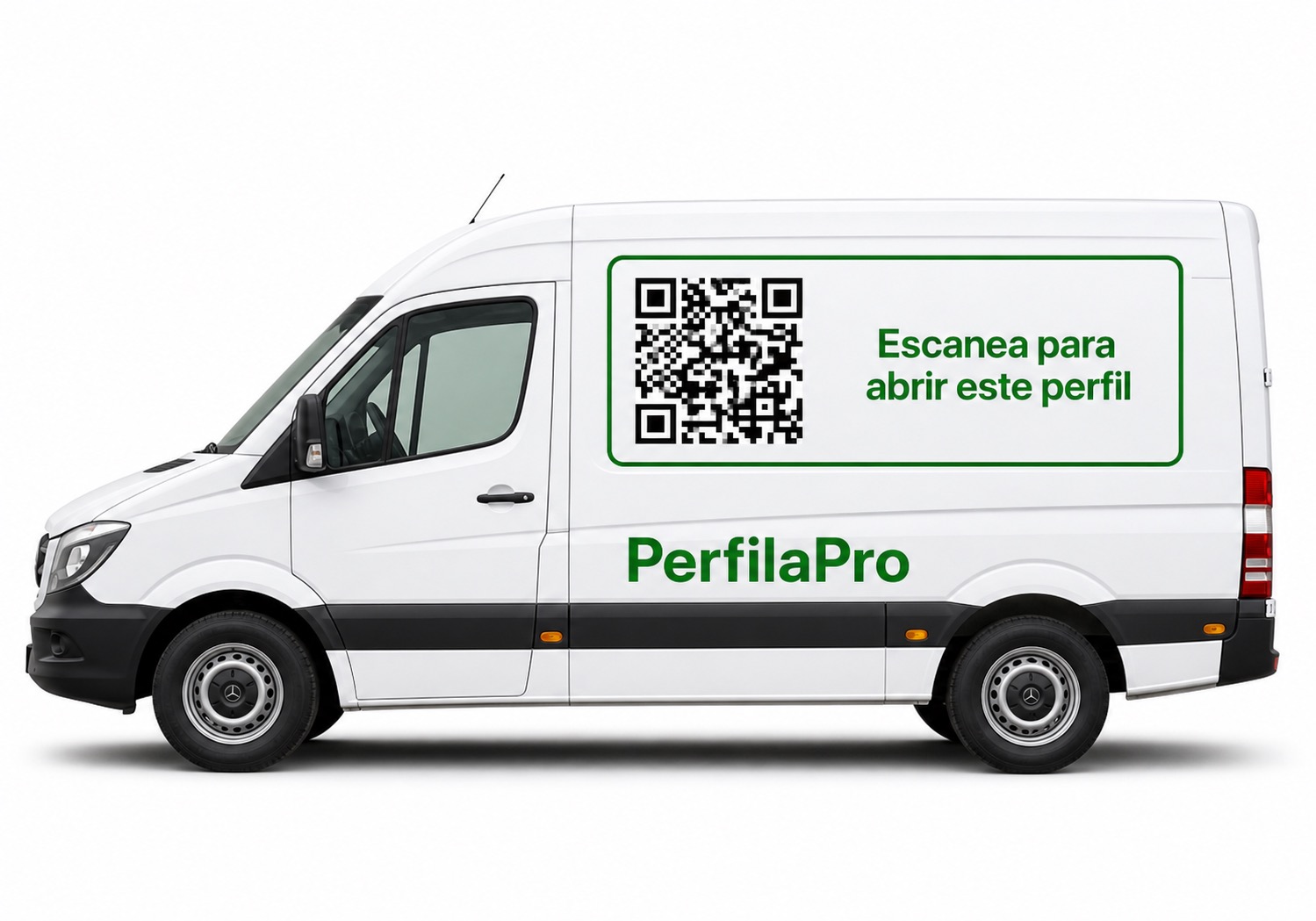 Furgoneta con QR de PerfilaPro pegado en el lateral